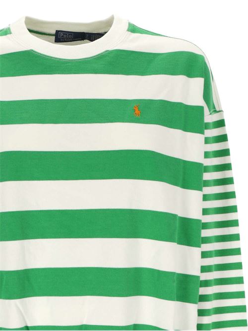 Felpa verde a righe Polo Ralph Lauren | 211924302003